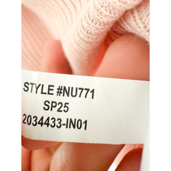 Madewell | NWT Ribbed Lace-Up Short-Sleeve Tee in Pale Blush | XS - Picture 7 of 8